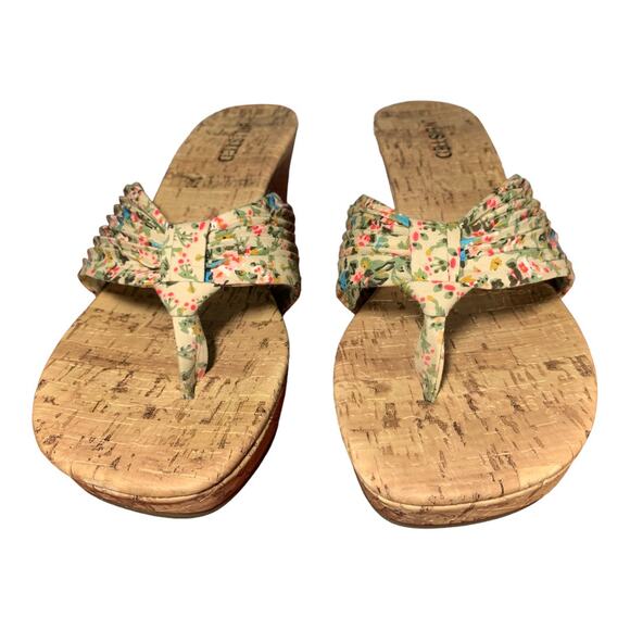 Kenneth Cole Unlisted Adorable Floral Print Wedge Sandals 9.5 - Picture 2 of 6